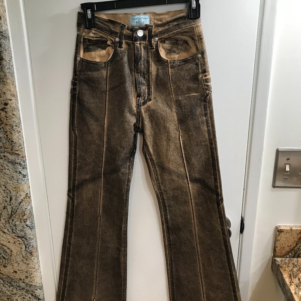 Brown Jeans by Revice, Venus Hand-foiled, Flare Star Jeans, NWOT - Picture 3 of 5